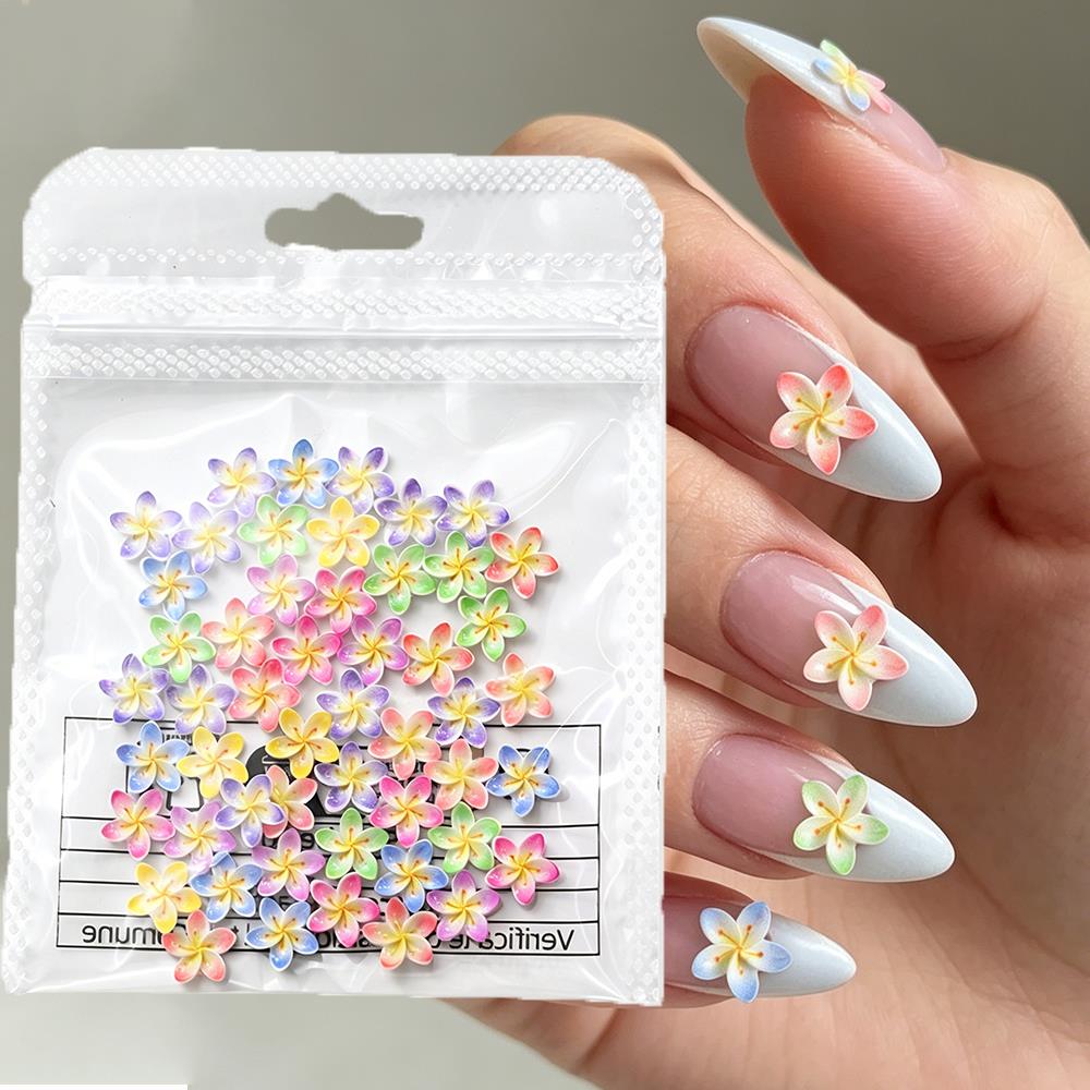 Resin Art Beach - ชาร์มตกแต่งเล็บรูปดอกลีลาวดี 3 มิติ 50 ชิ้น หลากสีสัน