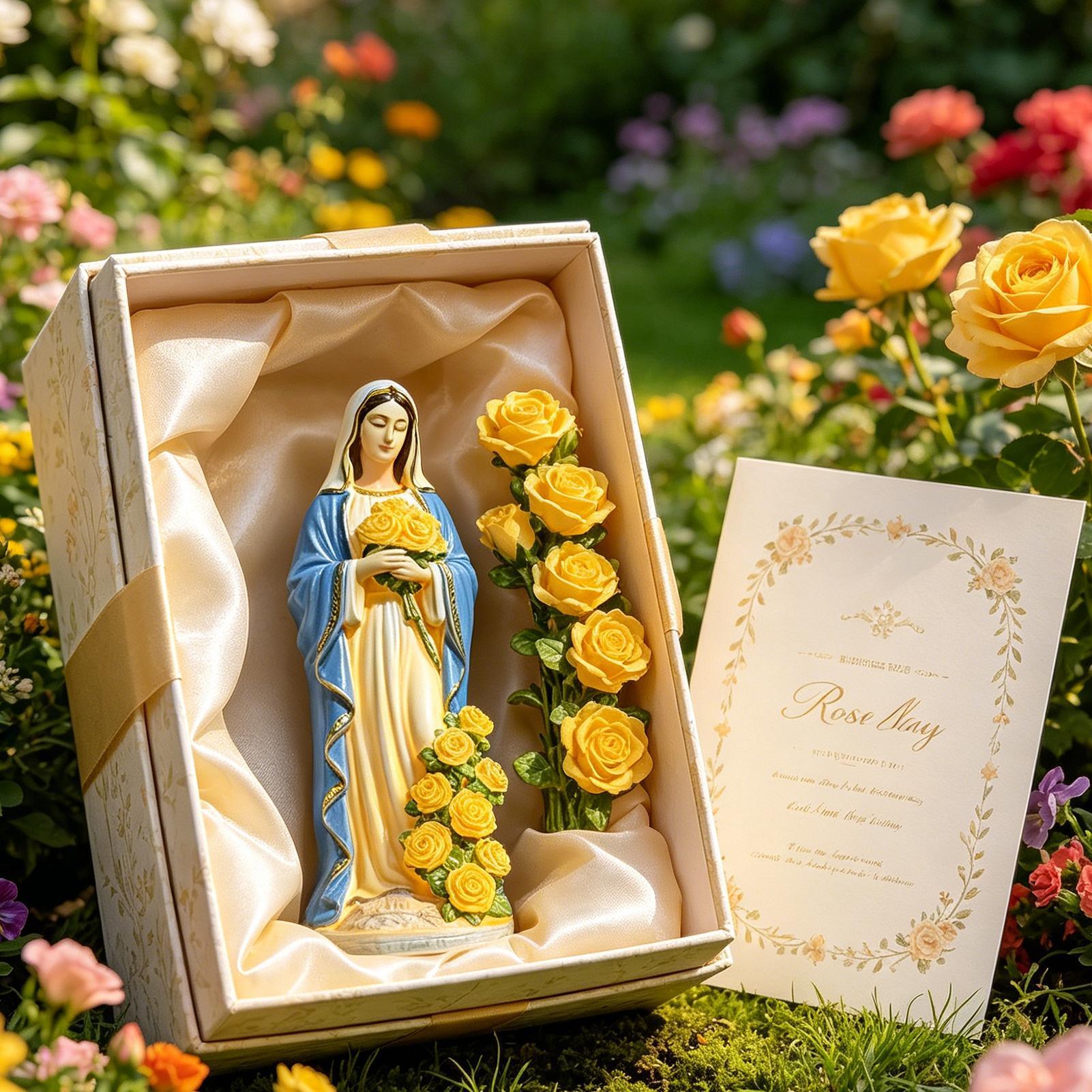 Resin Art Lamp - รูปปั้นพระแม่มารีพลังงานแสงอาทิตย์ ของตกแต่งสวน รูปปั้นเรซิ่นพร้อมไฟ สำหรับตกแต่งภายนอกบ้าน สวนหลังบ้าน สนามหญ้า