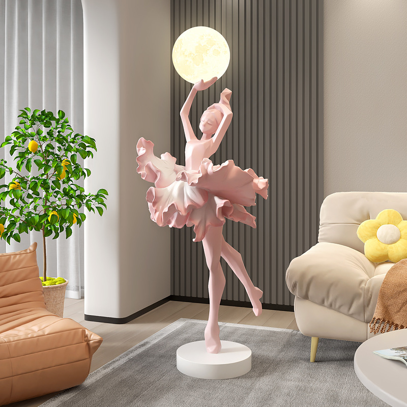 Resin Art On Floor - โคมไฟตั้งพื้นรูปปั้นนามธรรมสไตล์อิตาลี รูปสาวน้อย สำหรับตกแต่งห้องนั่งเล่น โรงแรม ล็อบบี้บ้าน สร้างสรรค์
