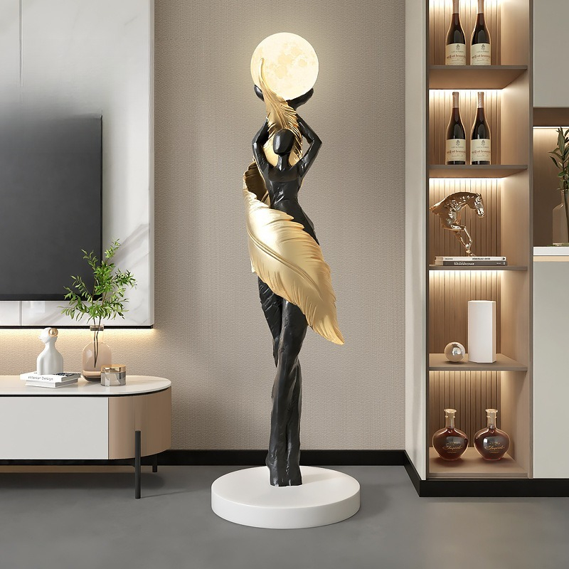 Resin Art On Floor - โคมไฟตั้งพื้นขนาดใหญ่ ของขวัญ ศิลปะนามธรรม ตกแต่งห้องนั่งเล่น ตกแต่งตู้วางทีวี ตกแต่งข้างโซฟา