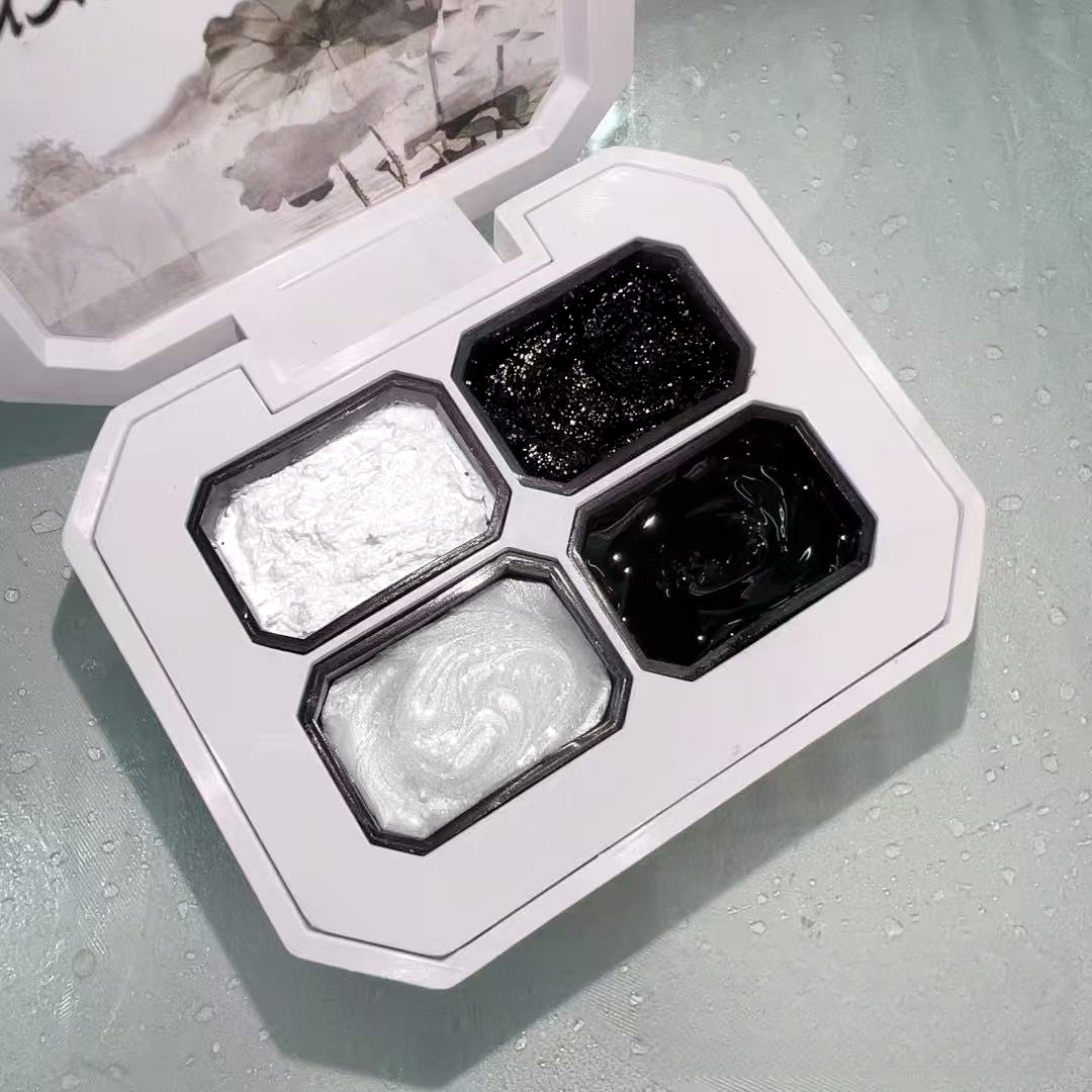 Resin Color Paste - ยาทาเล็บเจล 4 สี ทาเล็บแบบพัทติ้ง เนื้อเจลแน่นปานกลาง สีดำ
