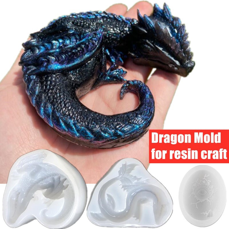 Resin Art Beach - 3 รูปแบบกระจก Sleepy Dragon ไดโนเสาร์ Sea