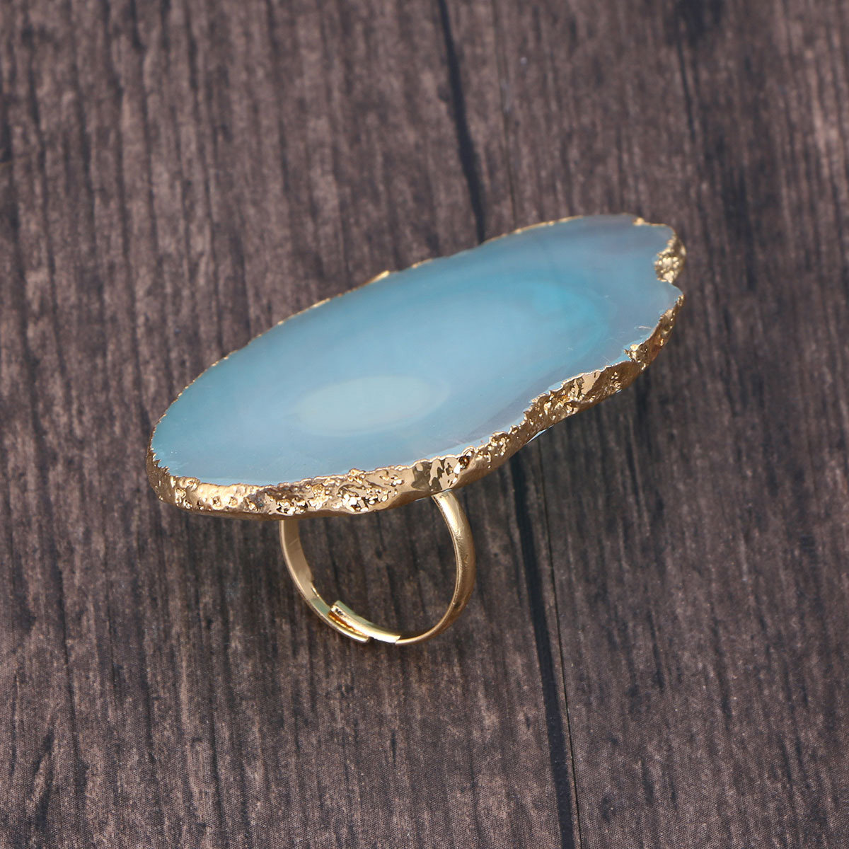 Resin Art Ring Design - ถาดสีสำหรับทำเล็บ ปรับขนาดได้ ขนาดมินิ สีทอง หยก อาเกต