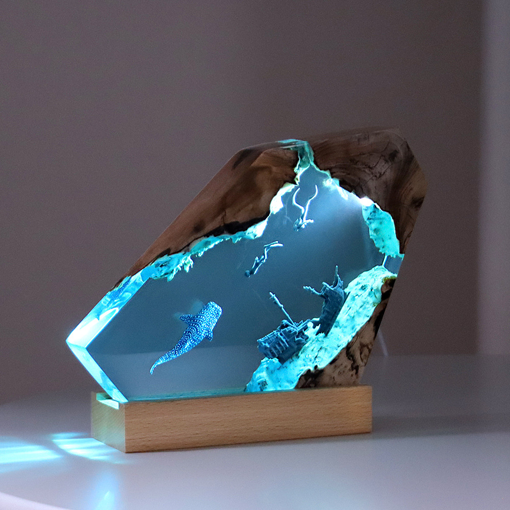 Resin Art Lamp - ใหม่ Creative ในร่มห้องนอนตกแต่งตาราง Accents Ocean ศิลปะหัตถกรรม