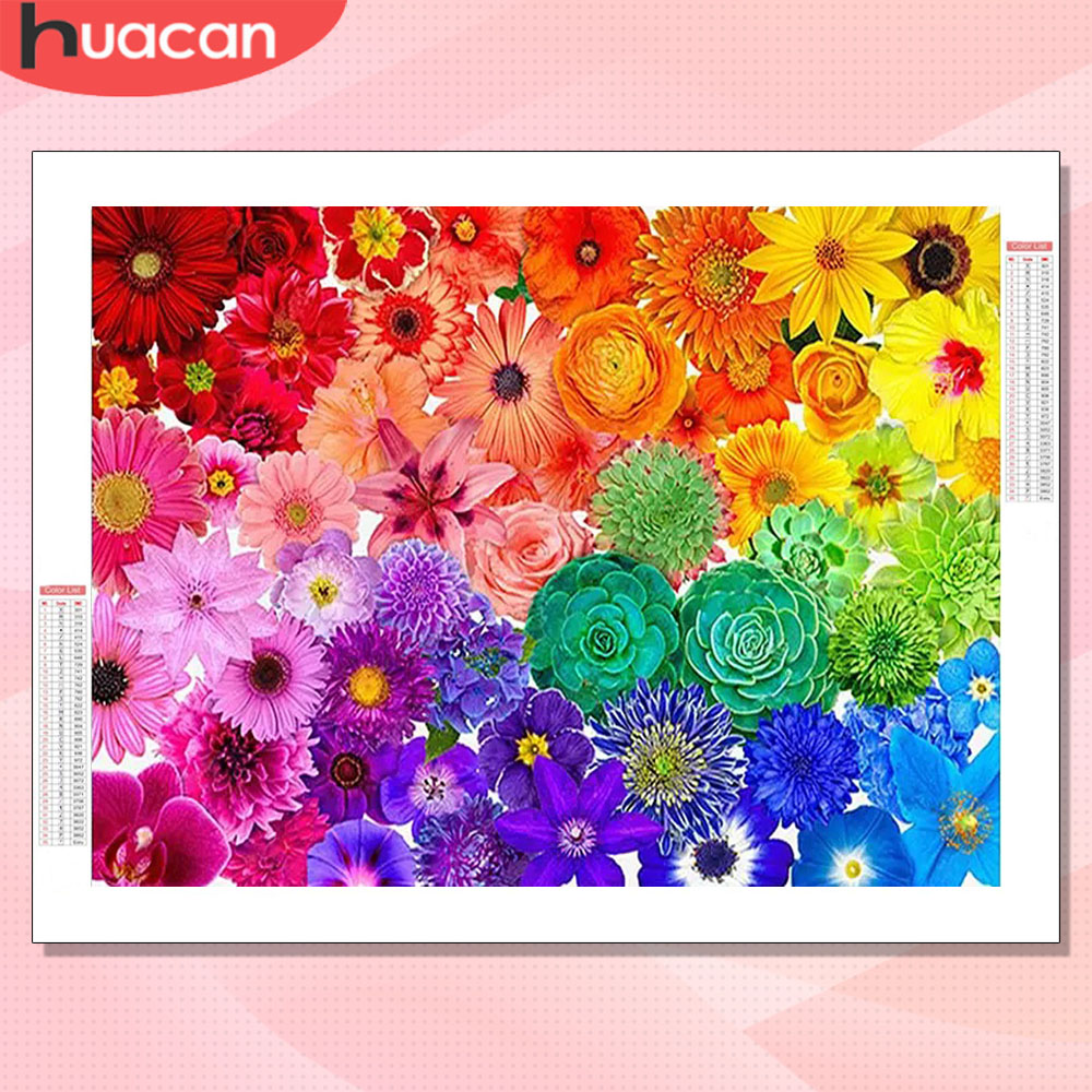 Resin Art Rose - ชุดงานศิลปะเพชร HUACAN ลายดอกไม้หลากสี ตกแต่งบ้าน ภาพวาดดอกเบญจมาศประดับเพชร 5