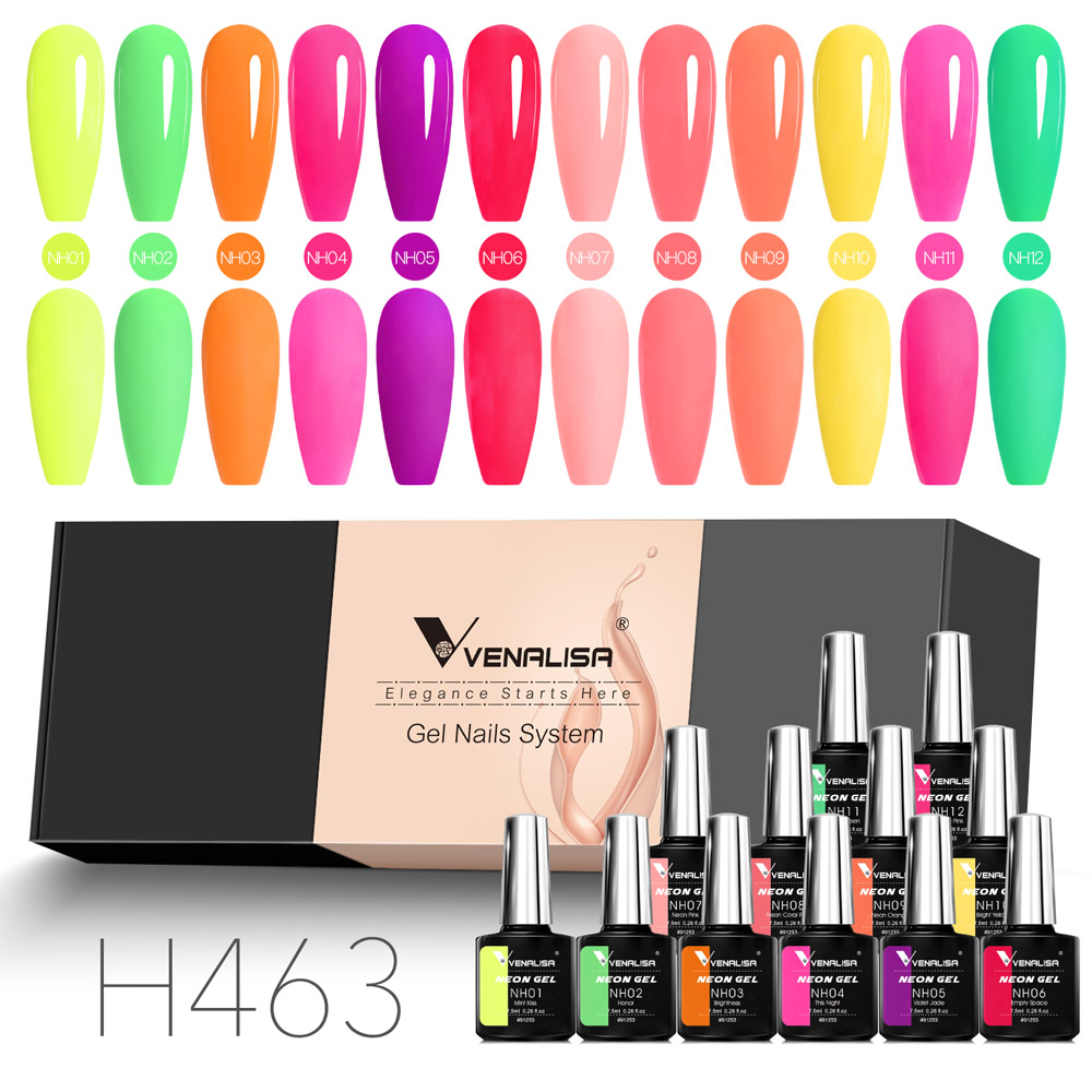 Resin Art Training - VENALISA น้ำยาทาเล็บเจลนีออน 7.5 มล. สีเรืองแสงสดใส ติดทนนาน