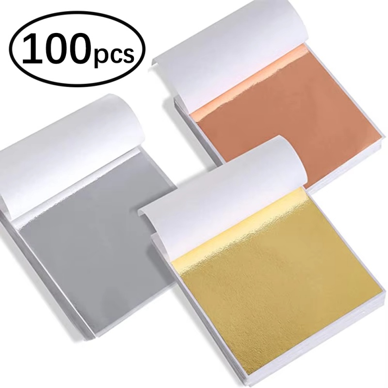 Resin Art Gift For Wedding - กระดาษฟอยล์ทองแดงสีทอง/เงิน/ทองเหลือง 100 แผ่น สำหรับงาน DIY เรซิ่น