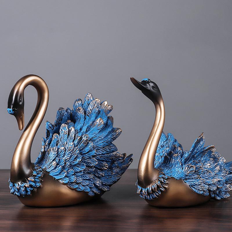 อุปกรณ์ตกแต่งคู่Swanรูปปั้นตกแ - Resin Art Gift For Wedding บทวิจารณ์และราคา