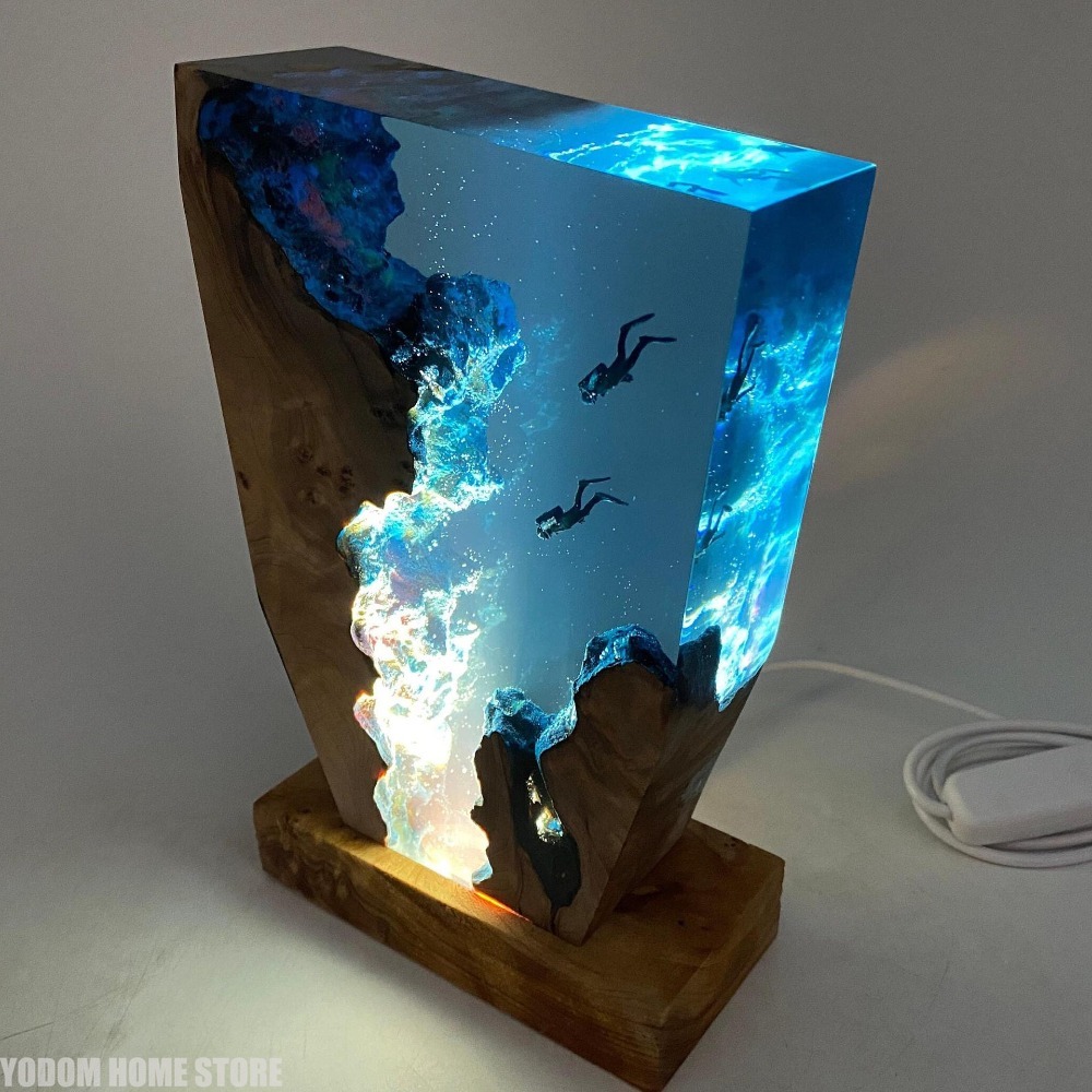 โคมไฟเรซิ่นรูปสิ่งมีชีวิตใต้ทะ - Resin Art Lamp บทวิจารณ์และราคา