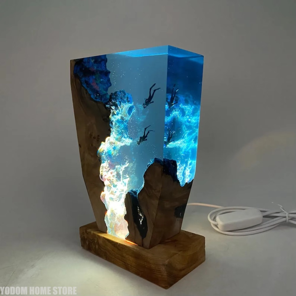 โคมไฟเรซิ่นรูปสิ่งมีชีวิตใต้ทะ - Resin Art Lamp บทวิจารณ์และราคา