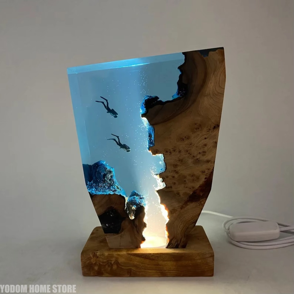 โคมไฟเรซิ่นรูปสิ่งมีชีวิตใต้ทะ - Resin Art Lamp บทวิจารณ์และราคา