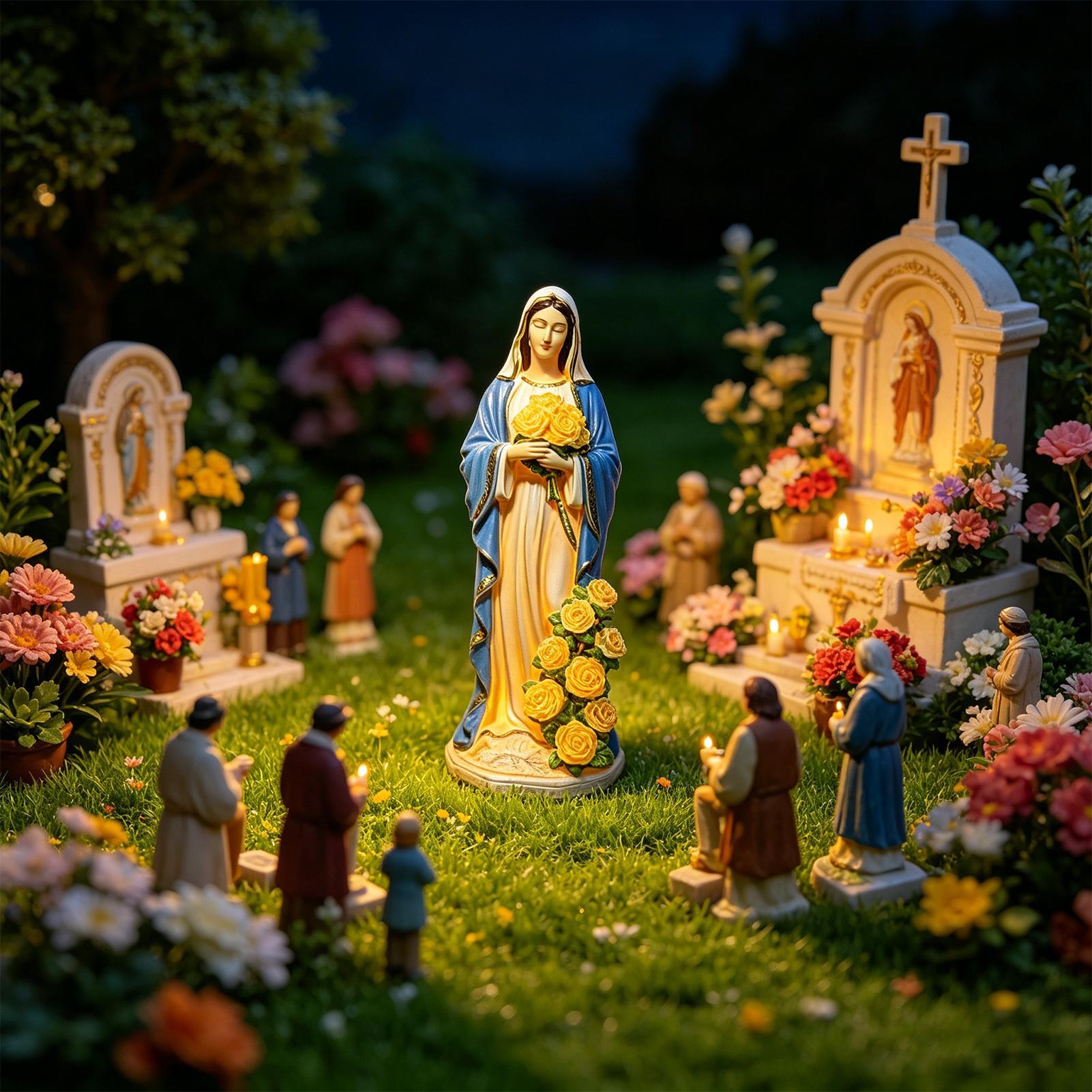 รูปปั้นพระแม่มารีพลังงานแสงอาท - Resin Art Lamp บทวิจารณ์และราคา
