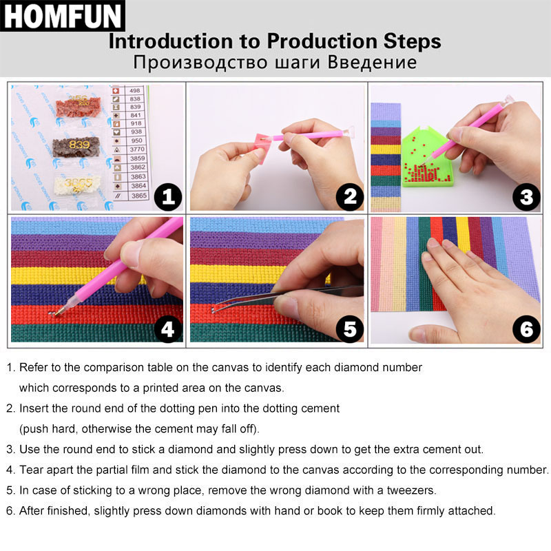 HOMFUN Diy 5d เพชรภาพวาด 