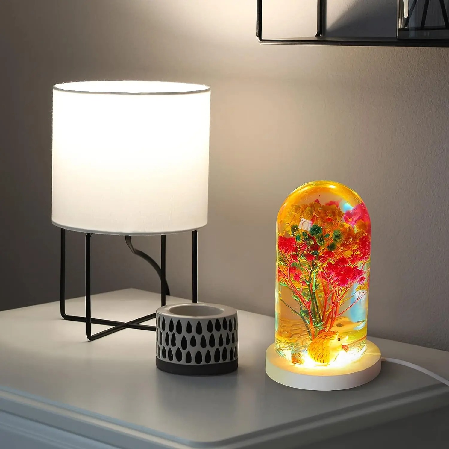 DIY คริสตัลอีพ็อกซี่เรซินแม่พิ - Resin Art Lamp บทวิจารณ์และราคา