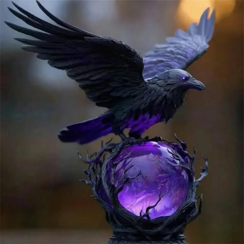 โคมไฟ LED รูปปั้นนกกาโกธิค ทรง - Resin Art Lamp บทวิจารณ์และราคา