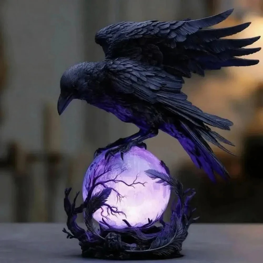 โคมไฟ LED รูปปั้นนกกาโกธิค ทรง - Resin Art Lamp บทวิจารณ์และราคา
