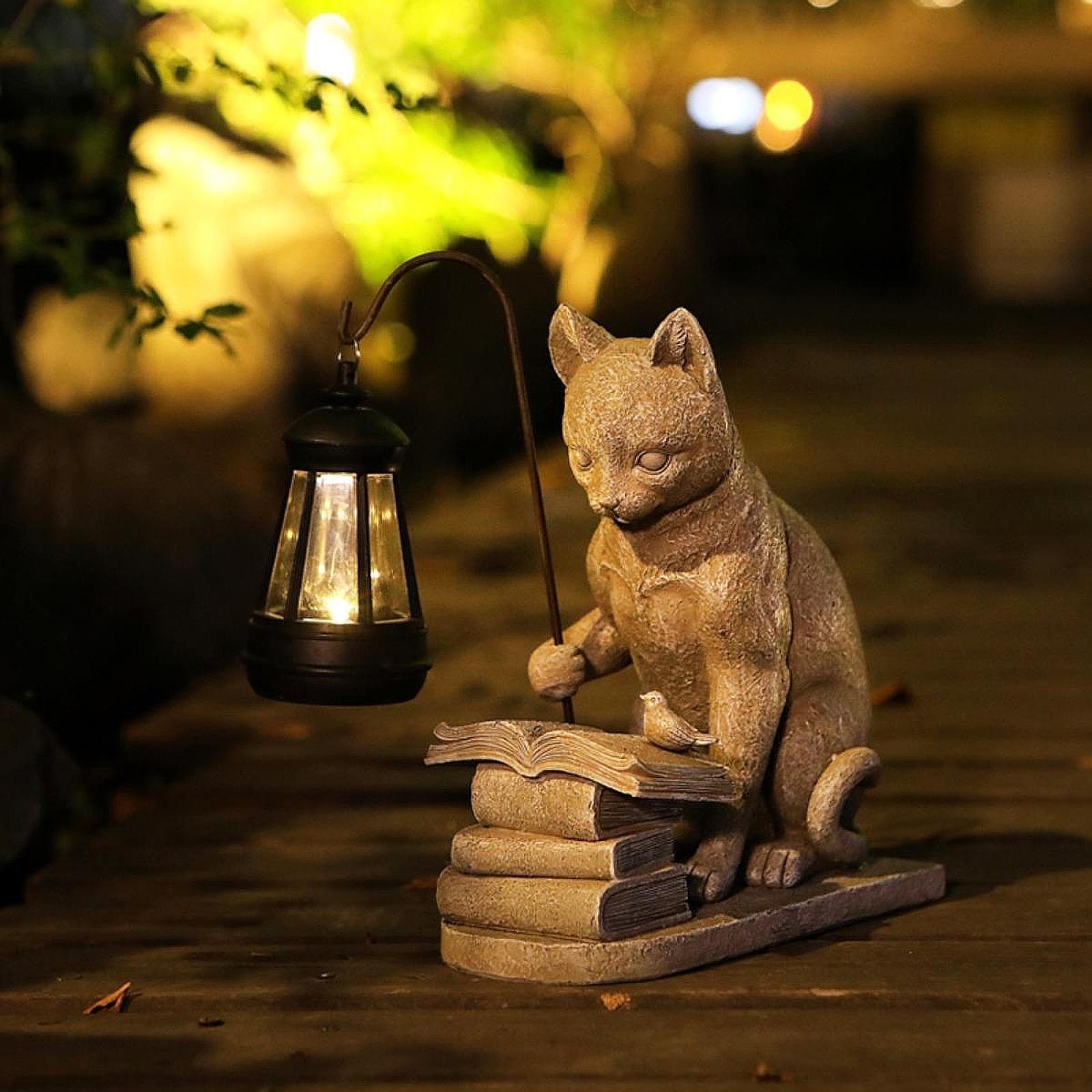 รูปปั้นแมวพลังงานแสงอาทิตย์ขนา - Resin Art Lamp บทวิจารณ์และราคา