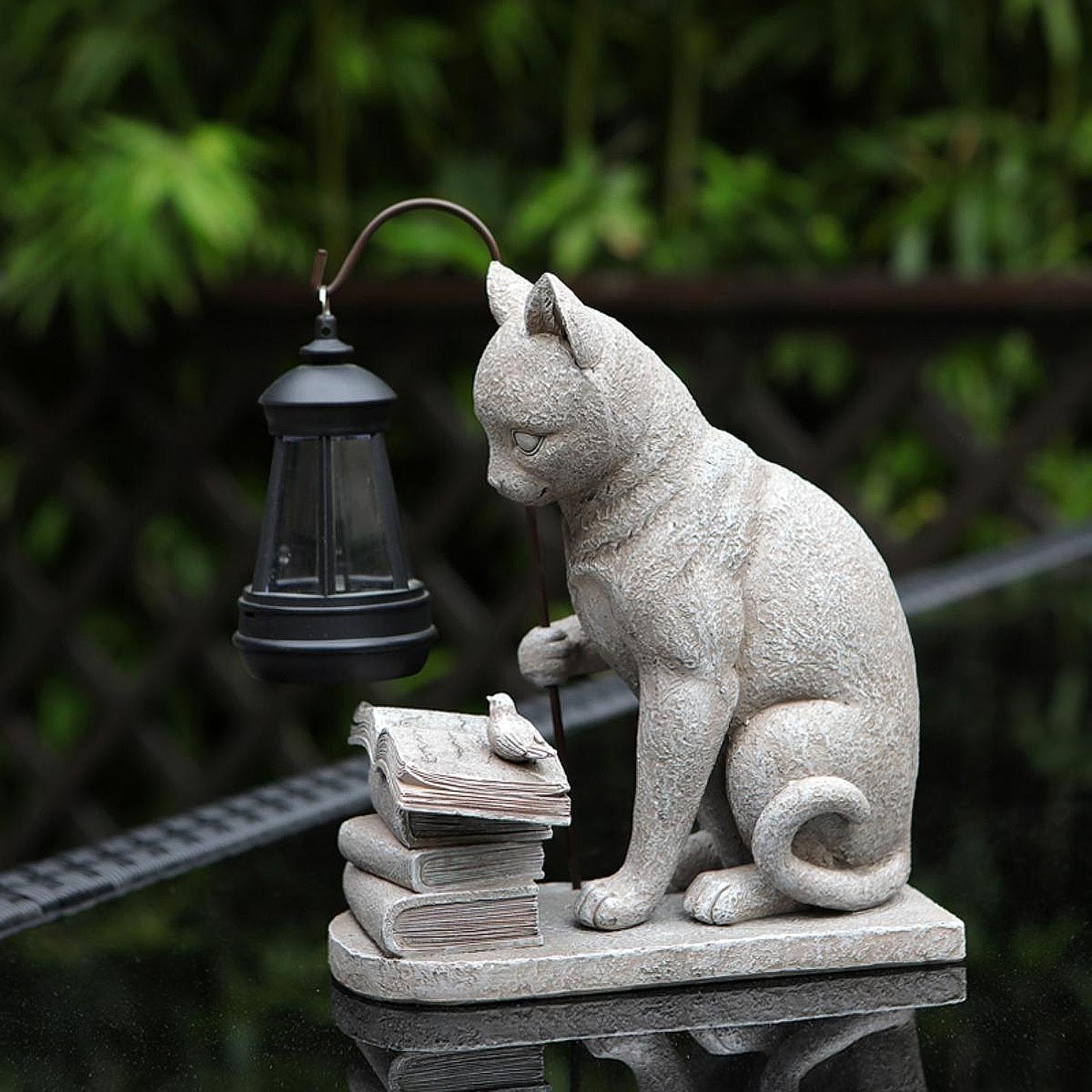 รูปปั้นแมวพลังงานแสงอาทิตย์ขนา - Resin Art Lamp บทวิจารณ์และราคา